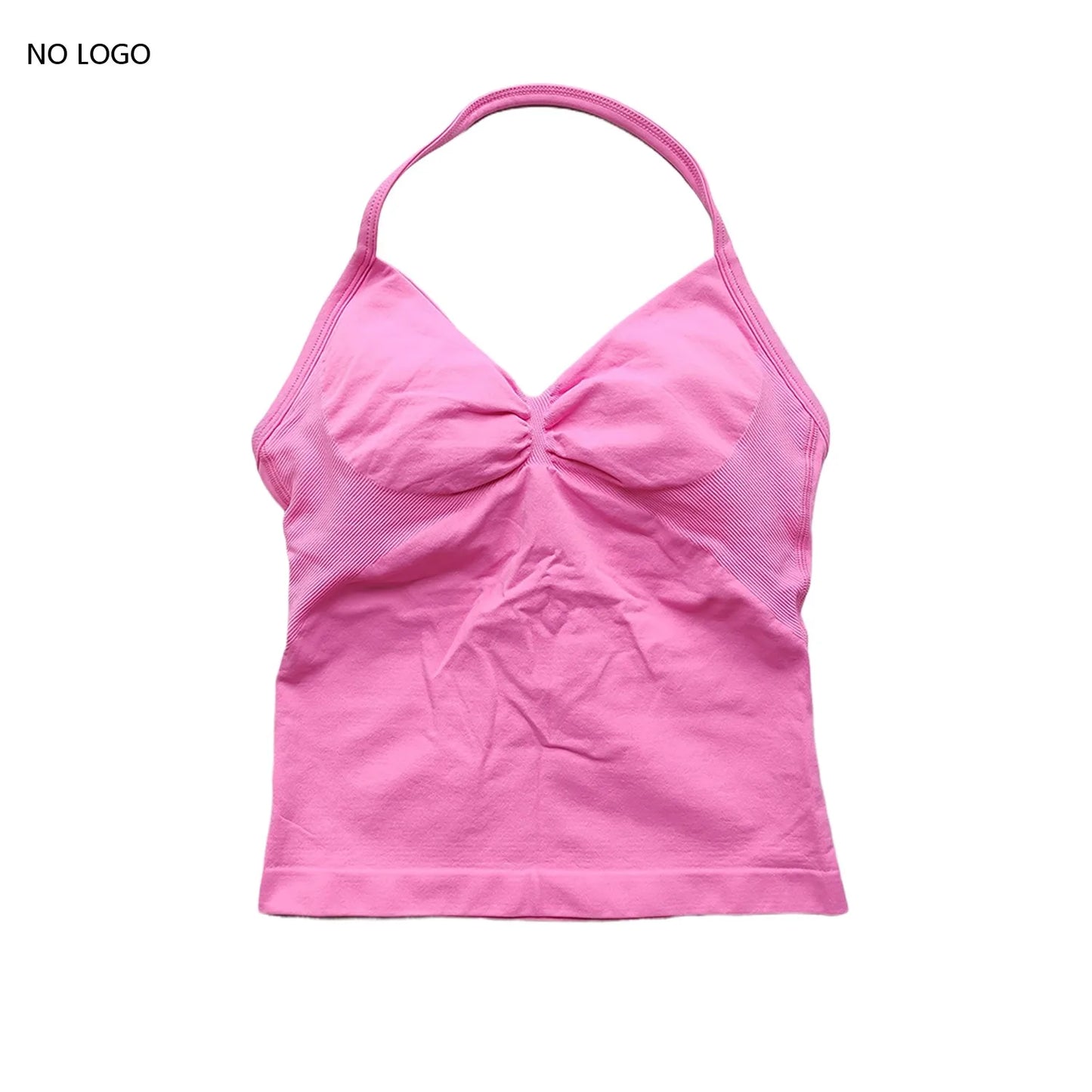 Longline Strappy Gym Top Backless Gym Clothes Women Scrunch Built-in Bra With Removable Cups Yoga Tank Tops