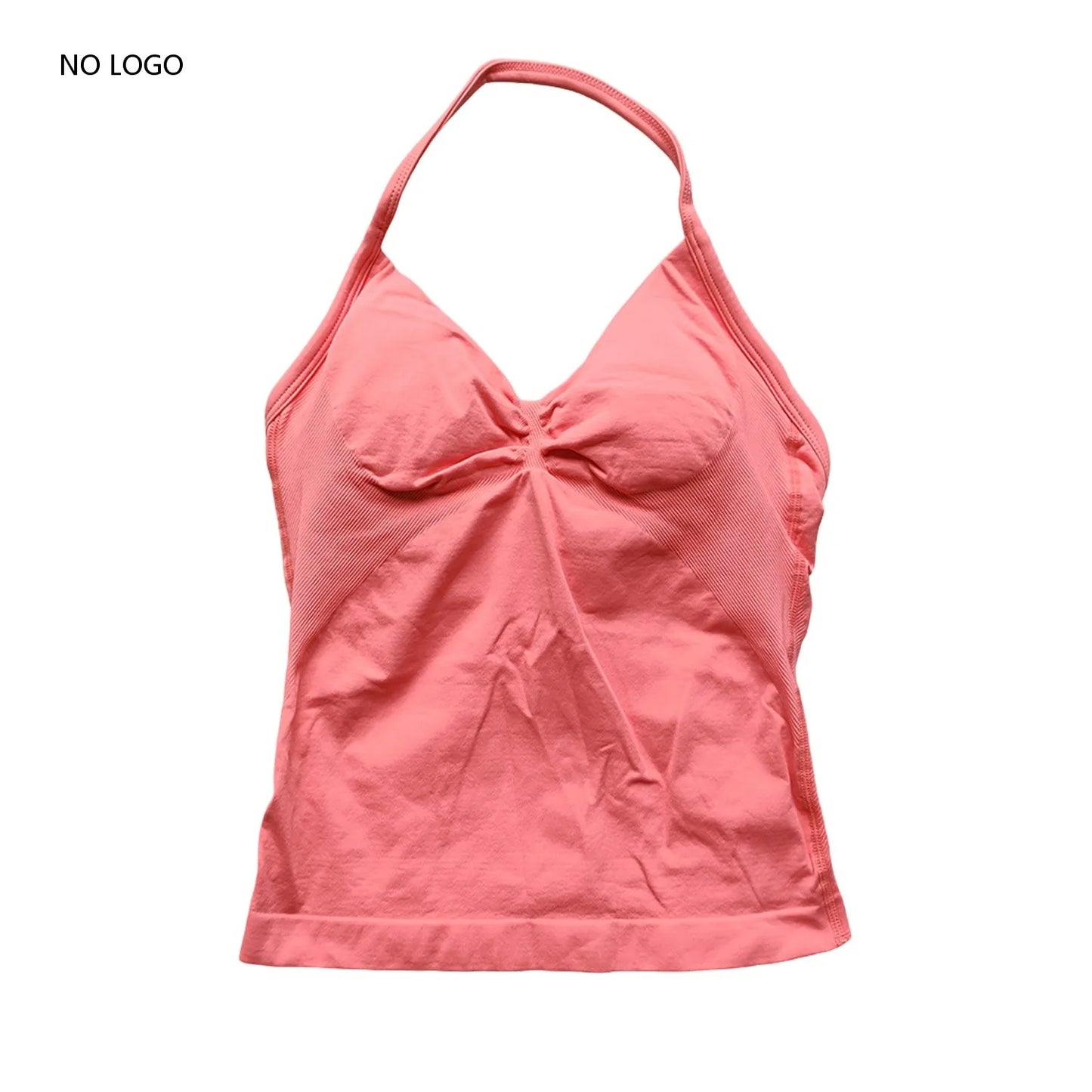 Longline Strappy Gym Top Backless Gym Clothes Women Scrunch Built-in Bra With Removable Cups Yoga Tank Tops
