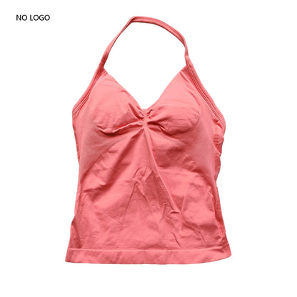 Longline Strappy Gym Top Backless Gym Clothes Women Scrunch Built-in Bra With Removable Cups Yoga Tank Tops