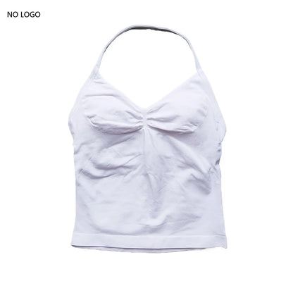 Longline Strappy Gym Top Backless Gym Clothes Women Scrunch Built-in Bra With Removable Cups Yoga Tank Tops