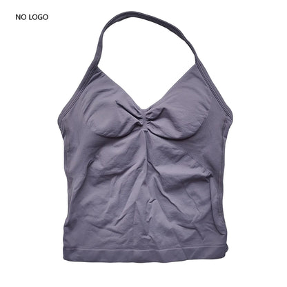 Longline Strappy Gym Top Backless Gym Clothes Women Scrunch Built-in Bra With Removable Cups Yoga Tank Tops