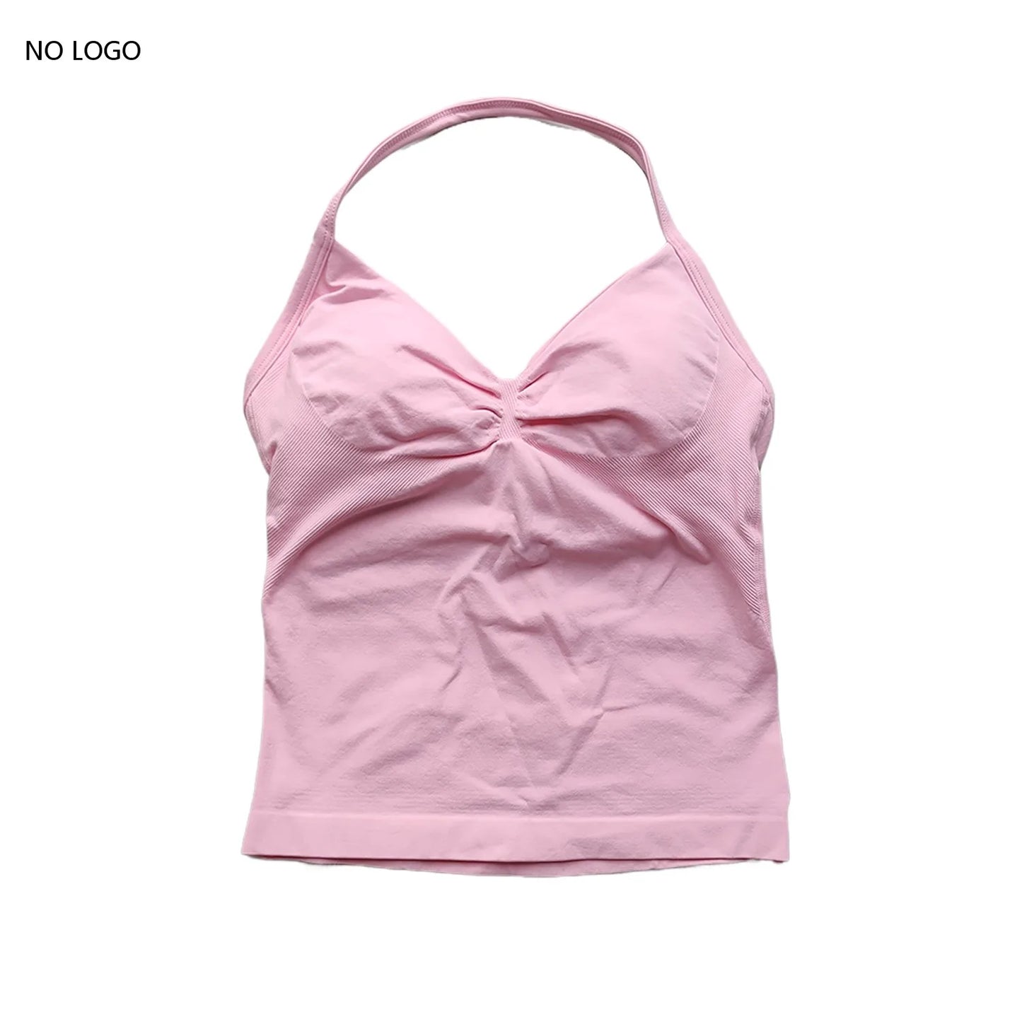 Longline Strappy Gym Top Backless Gym Clothes Women Scrunch Built-in Bra With Removable Cups Yoga Tank Tops