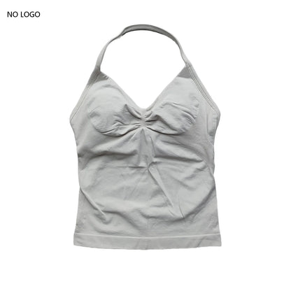 Longline Strappy Gym Top Backless Gym Clothes Women Scrunch Built-in Bra With Removable Cups Yoga Tank Tops